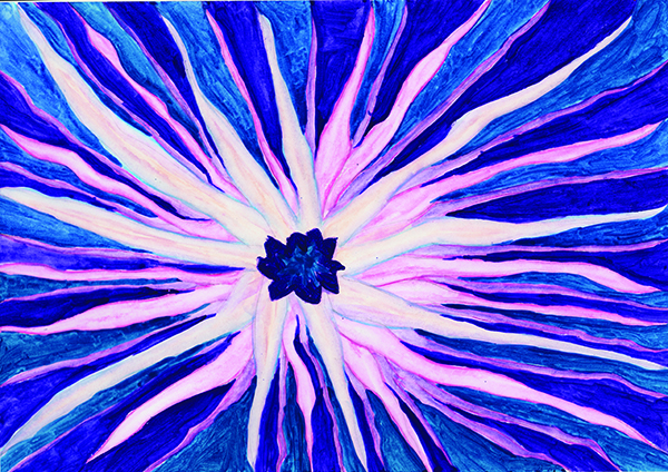 Laminated Digital Print – A319-Solar-Flower-watercolor-on-paper-600