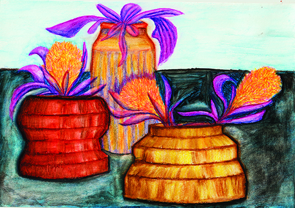 Laminated Digital Print – A334-Vases-pastel-on-paper