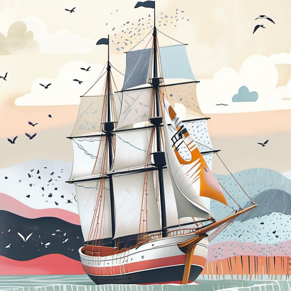 Coasters set of 6 – Sail Ship Art - Image 6