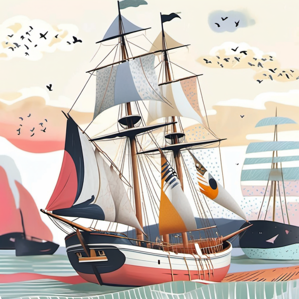 Coasters set of 6 – Sail Ship Art - Image 5