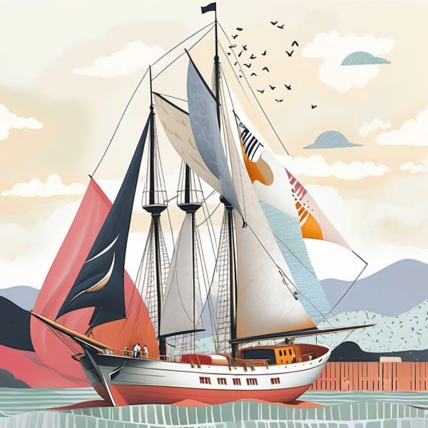 Coasters set of 6 – Sail Ship Art - Image 4