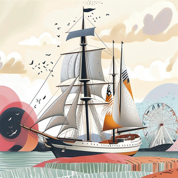 Coasters set of 6 – Sail Ship Art - Image 3