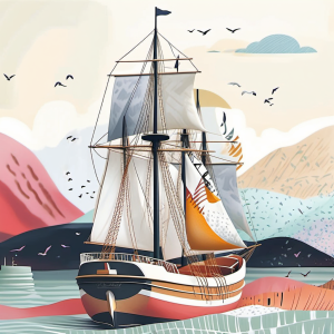 Coasters set of 6 – Sail Ship Art