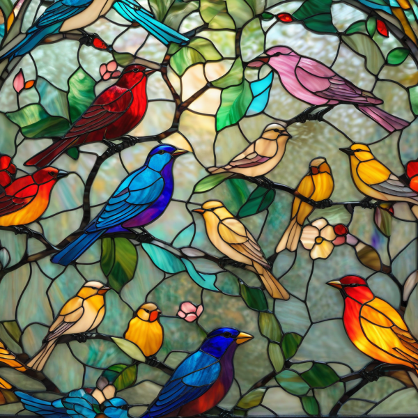 Coasters set of 6 – stained-glass-birds - Image 5