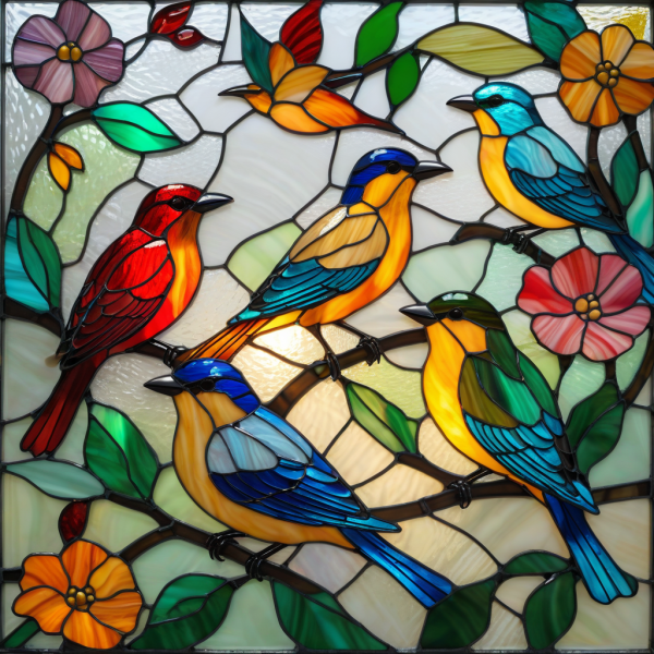 Coasters set of 6 – stained-glass-birds - Image 4