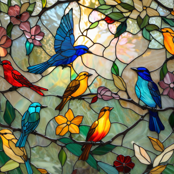 Coasters set of 6 – stained-glass-birds - Image 3