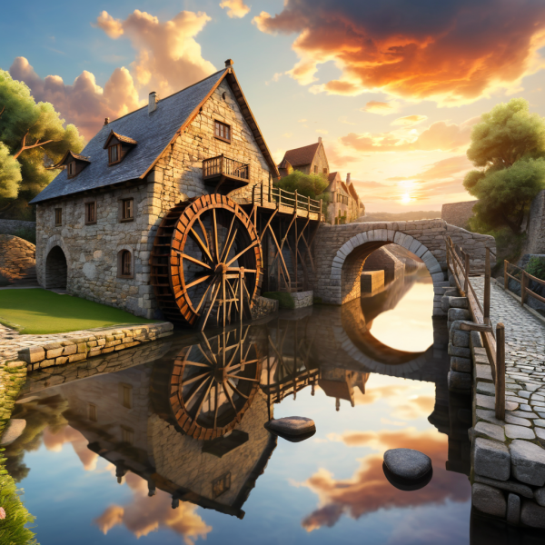 Water Wheel and Bridge