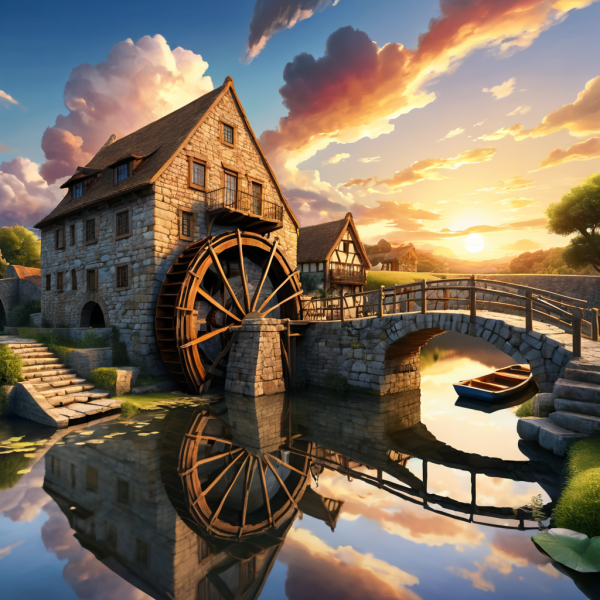 Coasters set of 6 – Water Wheel and Bridge - Image 6