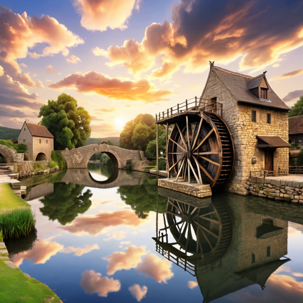 Coasters set of 6 – Water Wheel and Bridge - Image 5