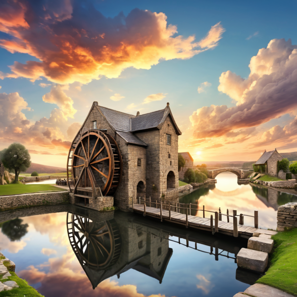 Coasters set of 6 – Water Wheel and Bridge - Image 4
