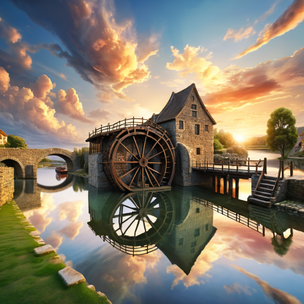 Coasters set of 6 – Water Wheel and Bridge - Image 3