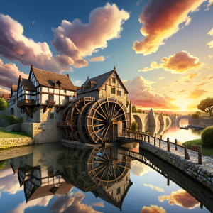 Coasters set of 6 – Water Wheel and Bridge